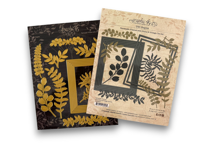 Graphic 45 - Staples - Rectangle Frames with Ferns & Foliage Die Set