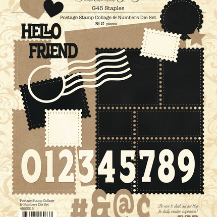 Graphic 45 - Postage Stamp Collage & Numbers Die Set