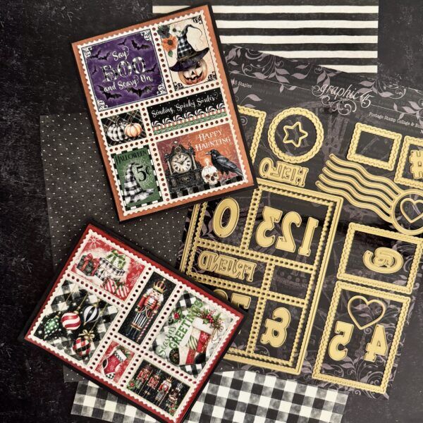 Graphic 45 - Postage Stamp Collage & Numbers Die Set