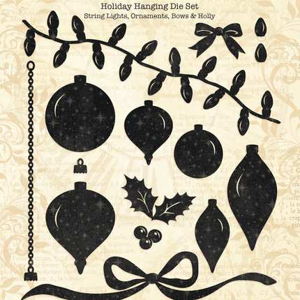 Graphic 45 - Holiday Hanging Die Set – String Lights, Ornaments, Bows & Holly