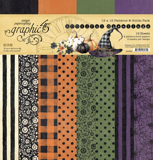 Graphic 45 - Bootiful Greetings - 12×12 Patterns & Solids Pack