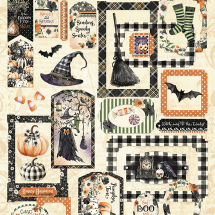 Graphic 45 - Bootiful Greetings - Chipboard Tags & Frames