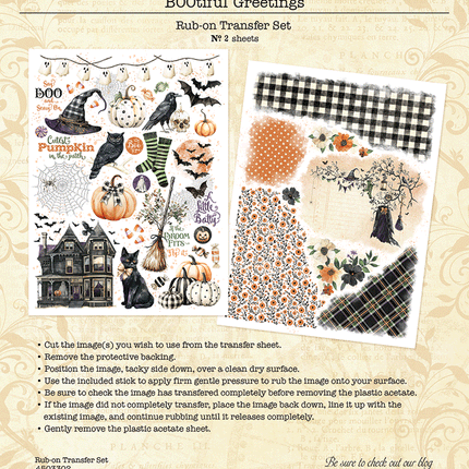 Graphic 45 - Bootiful Greetings - Rub-On Transfers