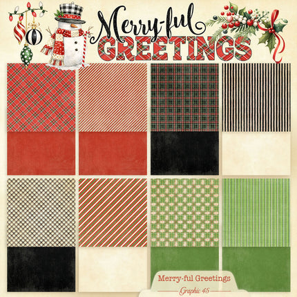 Graphic 45 - Merry-ful  Greetings - 12×12 Patterns & Solids Pack