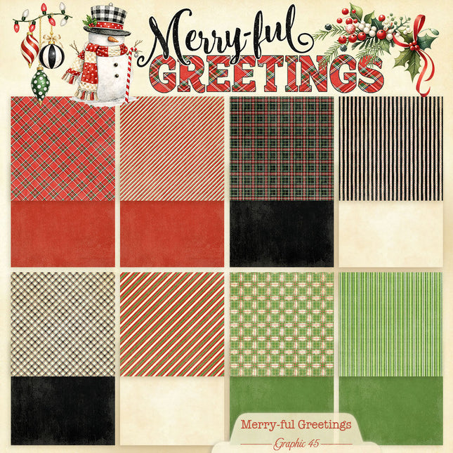 Graphic 45 - Merry-ful  Greetings - 12×12 Patterns & Solids Pack