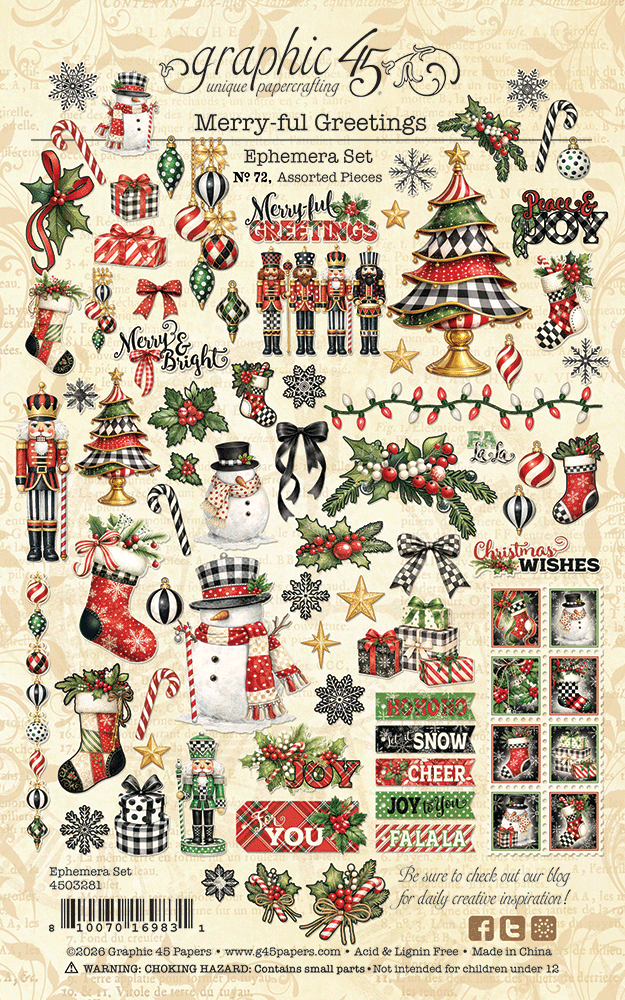 Graphic 45 - Merry-ful Greetings - Ephemera Assortment