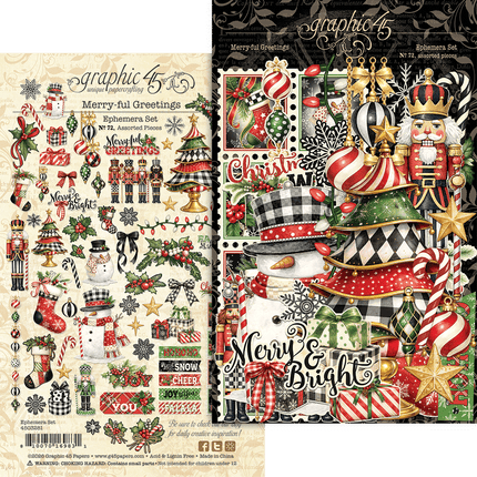 Graphic 45 - Merry-ful Greetings - Ephemera Assortment