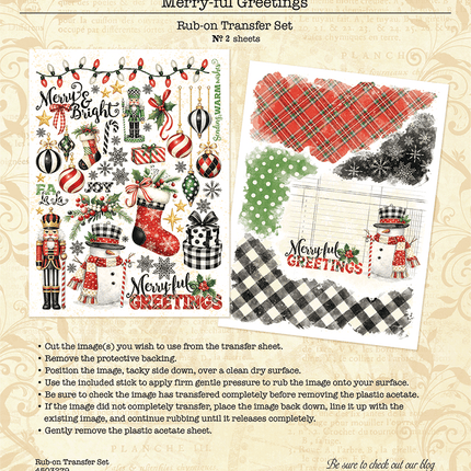 Graphic 45 - Merry-ful Greetings - Rub-On Transfers