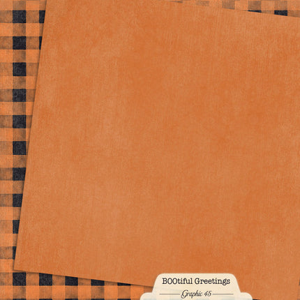 Graphic 45 - Bootiful Greetings - Rusty Orange Pattern & Solid Sheet