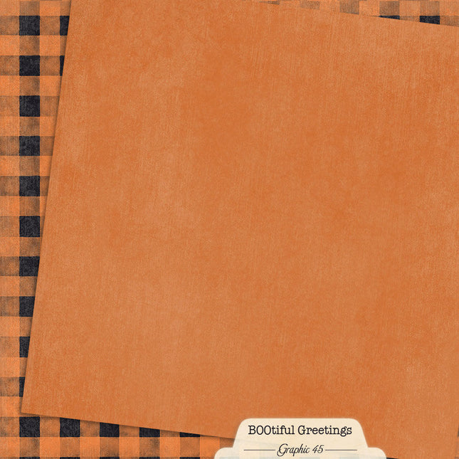 Graphic 45 - Bootiful Greetings - Rusty Orange Pattern & Solid Sheet