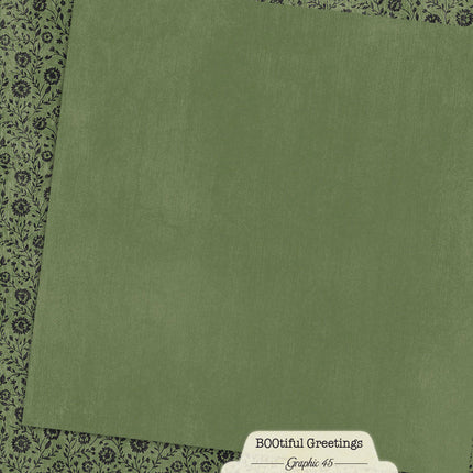 Graphic 45 - Bootiful Greetings - Gothic Green Patter & Solid Sheet