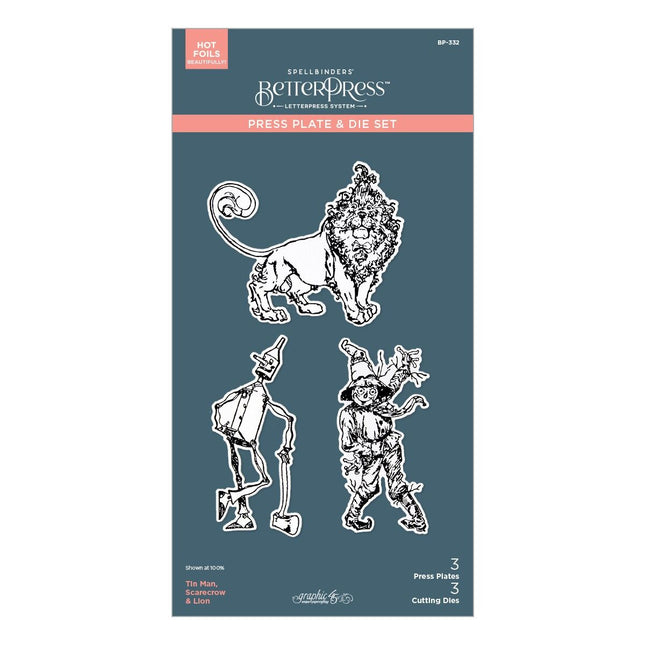 Spellbinders BetterPress Press Plate & Die Set - Tin Man, Scarecrow & Lion, Wonder Of Oz
