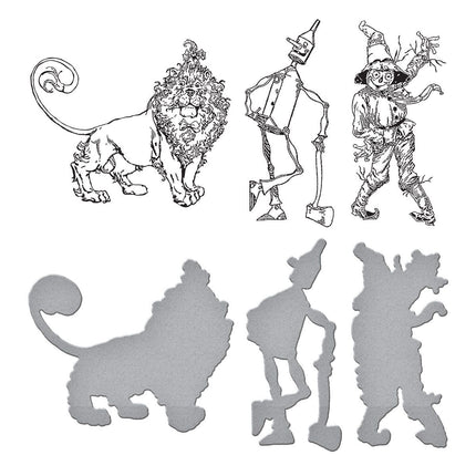 Spellbinders BetterPress Press Plate & Die Set - Tin Man, Scarecrow & Lion, Wonder Of Oz