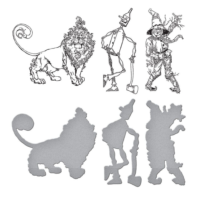 Spellbinders BetterPress Press Plate & Die Set - Tin Man, Scarecrow & Lion, Wonder Of Oz