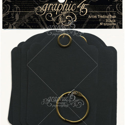 Graphic 45 - Staples - Artist Trading Tags - Black