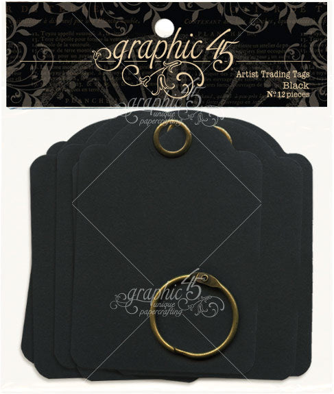 Graphic 45 - Staples - Artist Trading Tags - Black