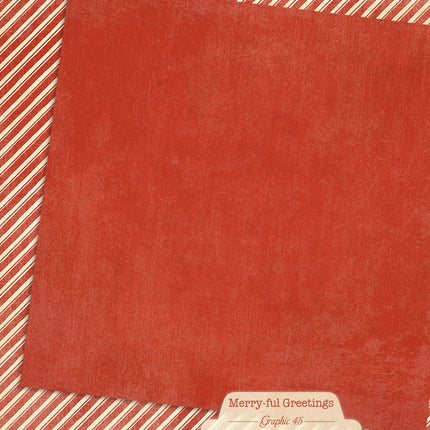 Graphic 45 - Merry-ful Greetings - Candy Cane Red Pattern & Solid Sheet