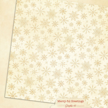 Graphic 45 - Merry-ful Greetings - Winter White Pattern & Solid Sheet
