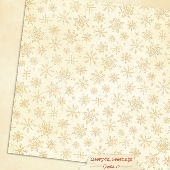 Graphic 45 - Merry-ful Greetings - Winter White Pattern & Solid Sheet
