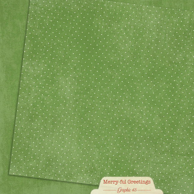 Graphic 45 - Merry-ful Greetings - Pine Green Pattern & Solid Sheet
