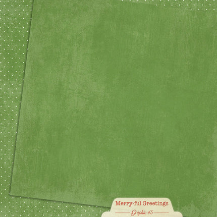 Graphic 45 - Merry-ful Greetings - Pine Green Pattern & Solid Sheet