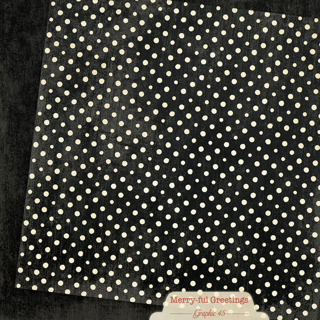 Graphic 45 - Merry-ful Greetings - Charcoal Black Pattern & Solid Sheet
