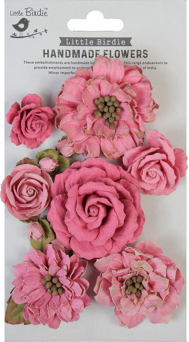 Little Birdie - Lolita Paper Flowers 7/Pkg - Rosy Note