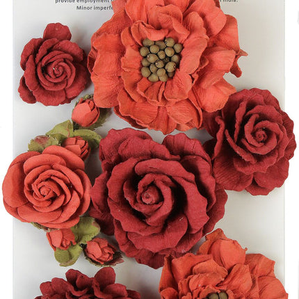 Little Birdie - Lolita Paper Flowers 7/Pkg - Scarlet Blend
