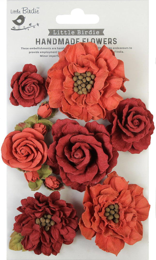 Little Birdie - Lolita Paper Flowers 7/Pkg - Scarlet Blend