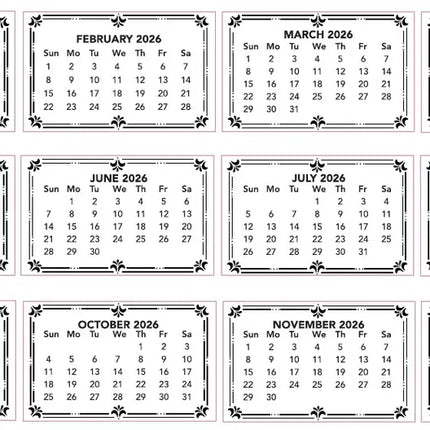 Couture Creations - 2026 Calendar Tabs - 10 Pads X 12 Months