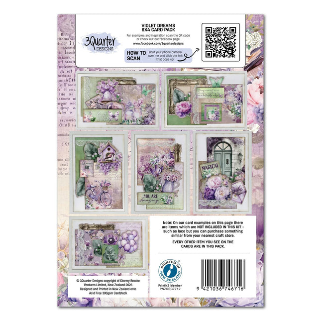 3Quarter Designs - Violet Dreams - 6x4 Card Pack
