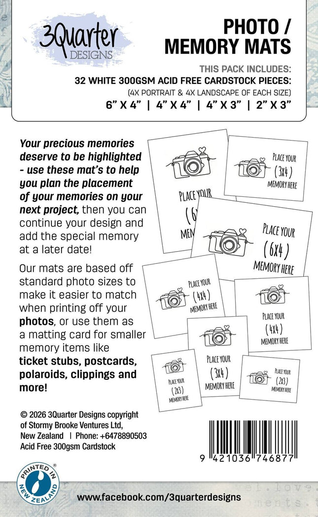 3Quarter Designs - Photo Memory Mats