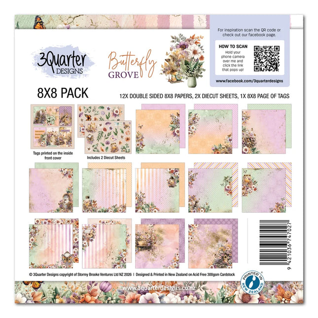 3Quarter Designs - Butterfly Grove - 8x8 Pack
